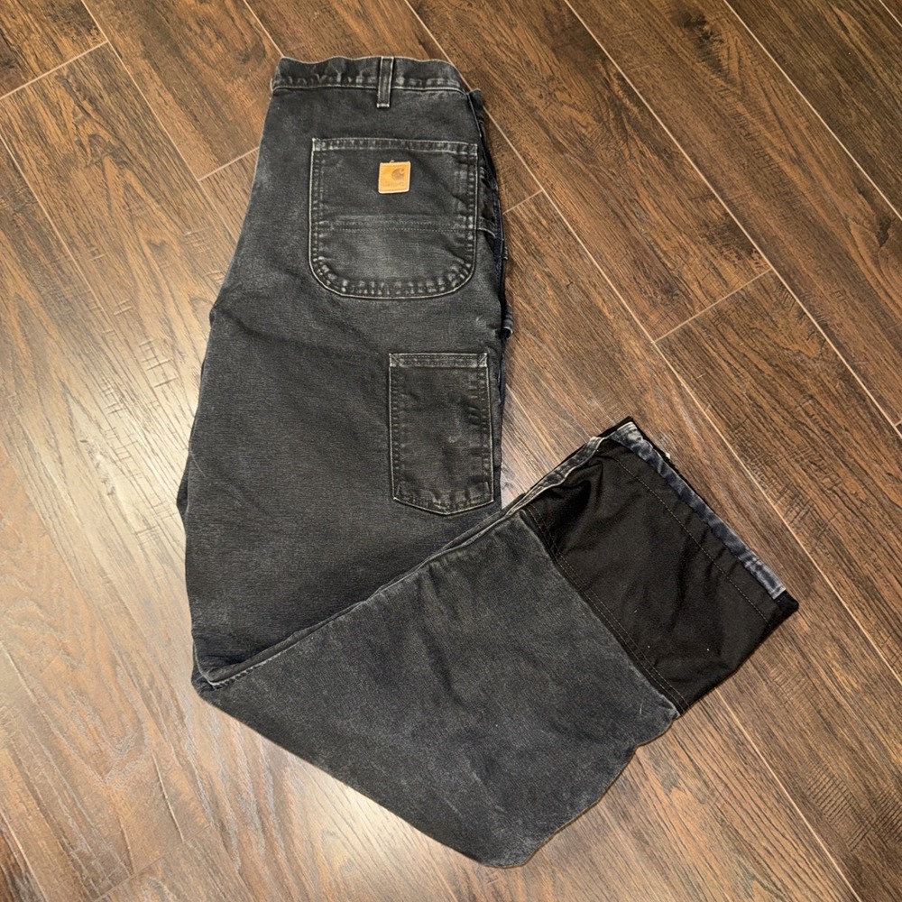 Vintage Carhartt Double Knee Pants Mens Size 36x36 Quilted Black B194 BLK